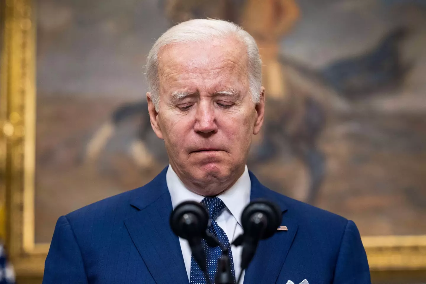 An anguished Biden spoke to the press.