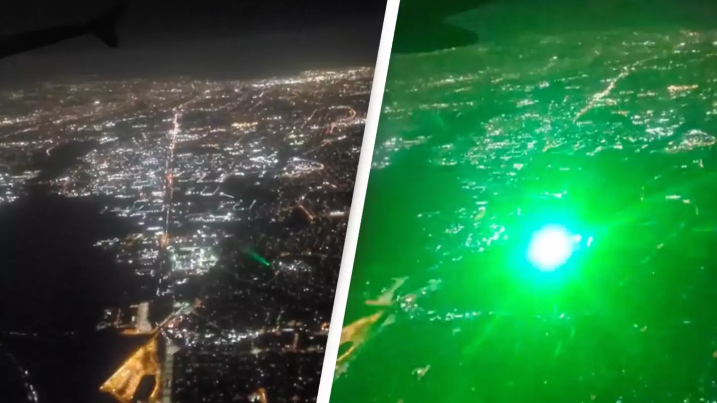 Passenger captures alarming moment someone on the ground 'pointed laser at' the plane