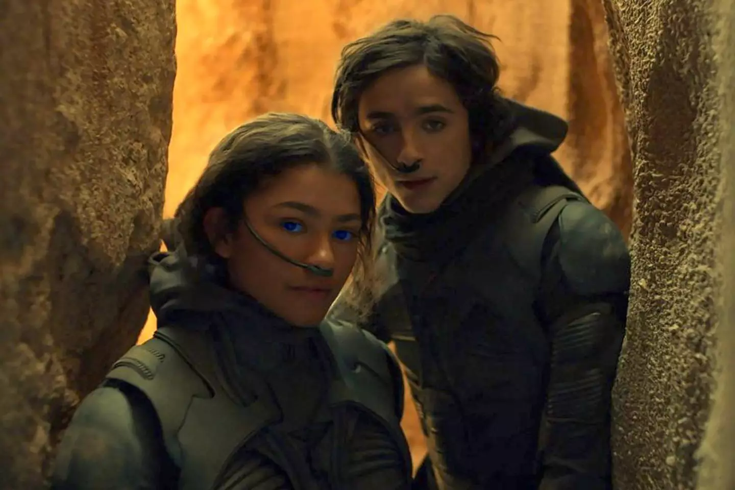 Zendaya and Timothée Chalamet in Dune. (Warner Bros.)