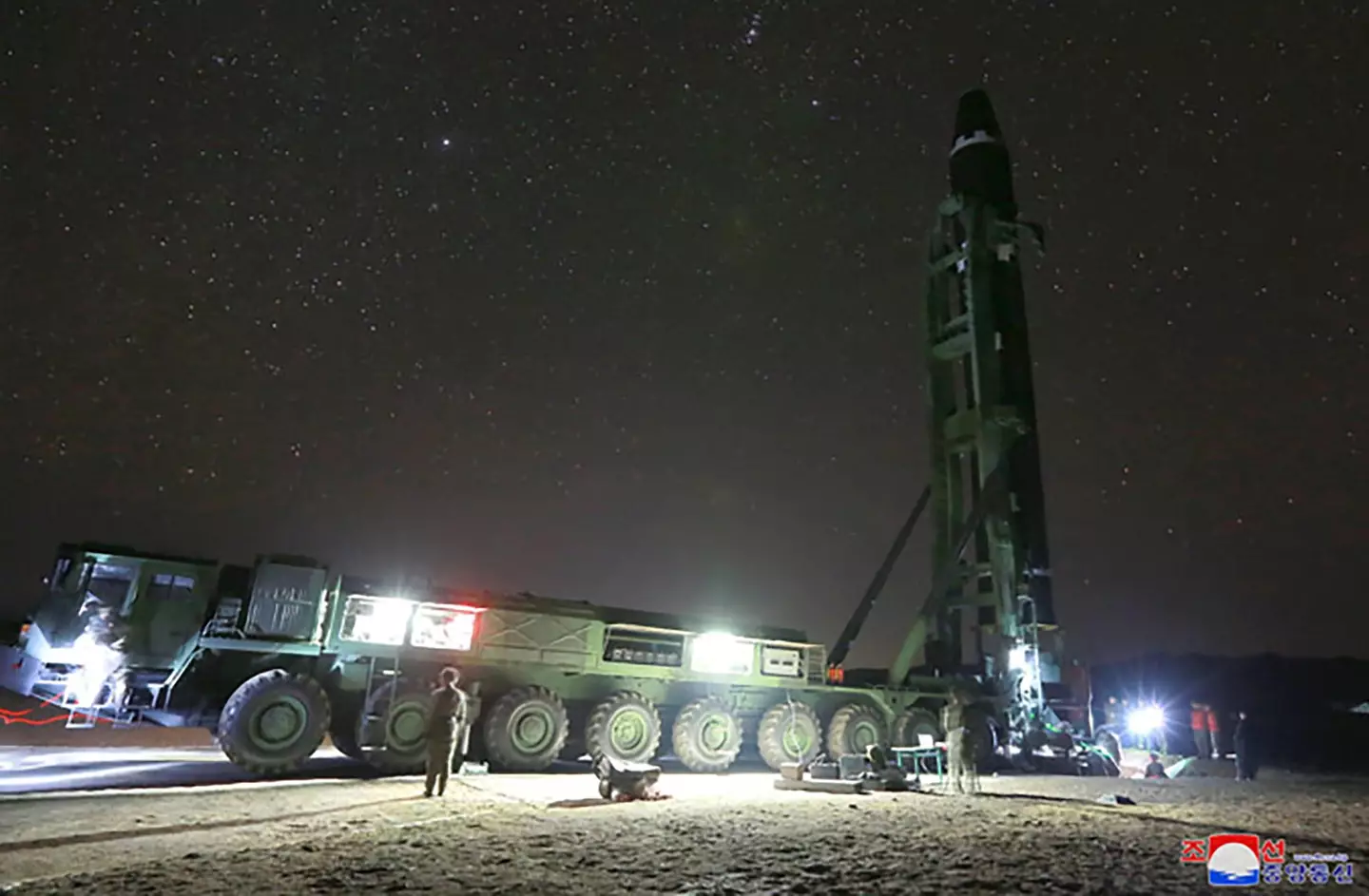 This image shows North Korean leader Kim Jong Un checking out the test-fire of the country's Hwasong-15 long-range ballistic missile.