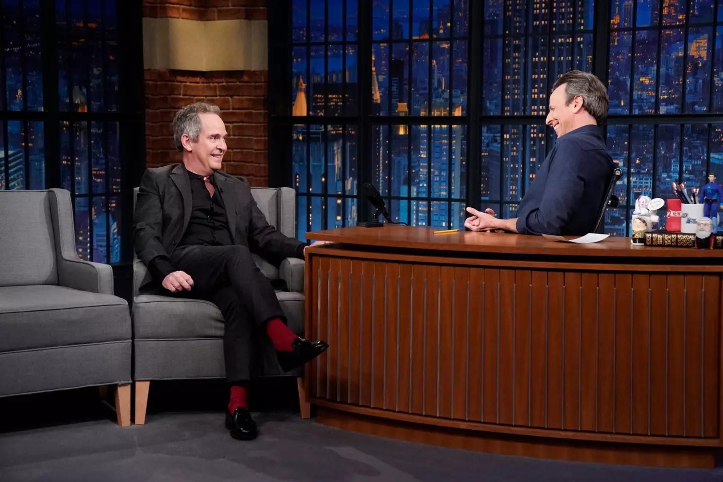 Tom Hollander in his appearance on The Late Show with Seth Meyers.
