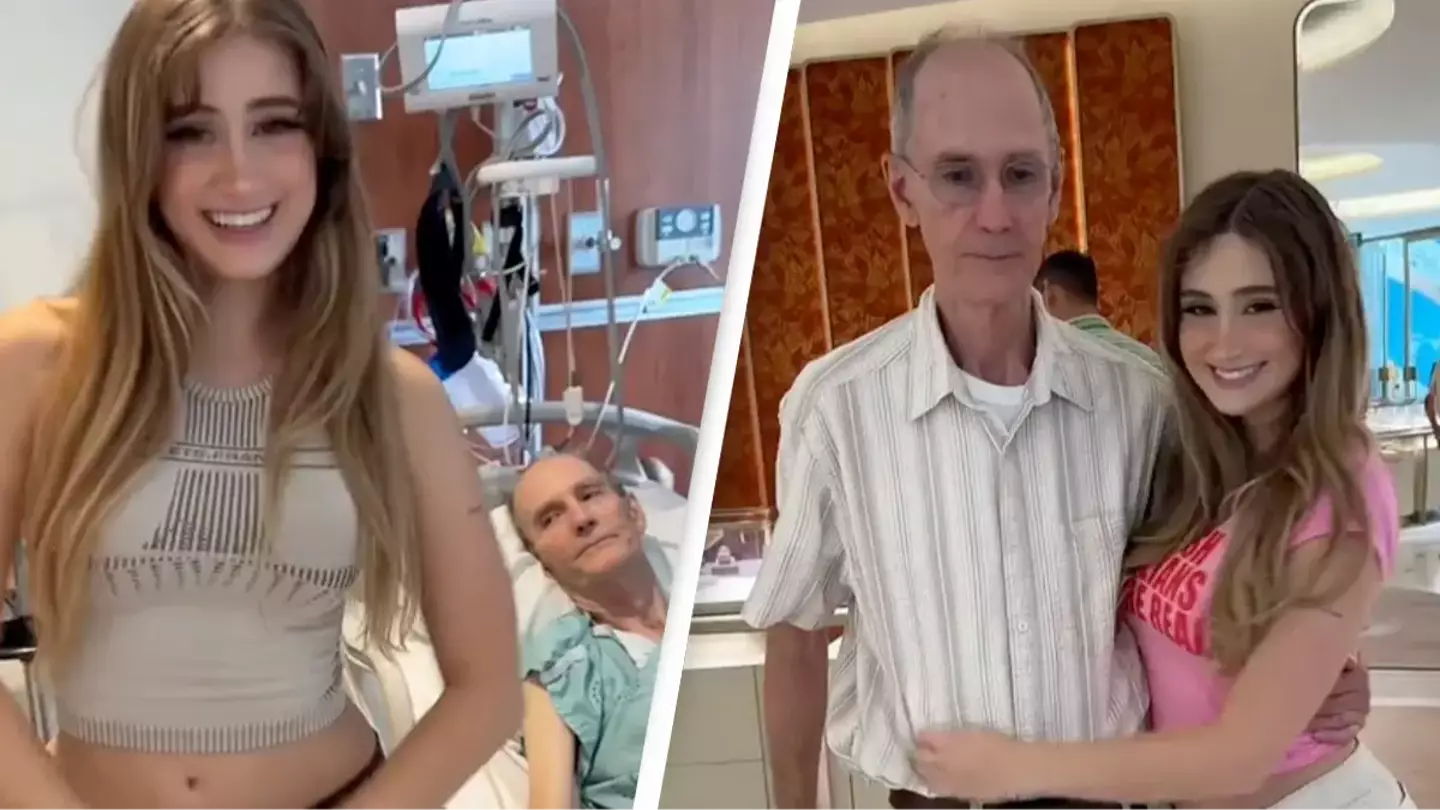 Woman dances next to elderly boyfriend's hospital bed while claiming she's been named in his will