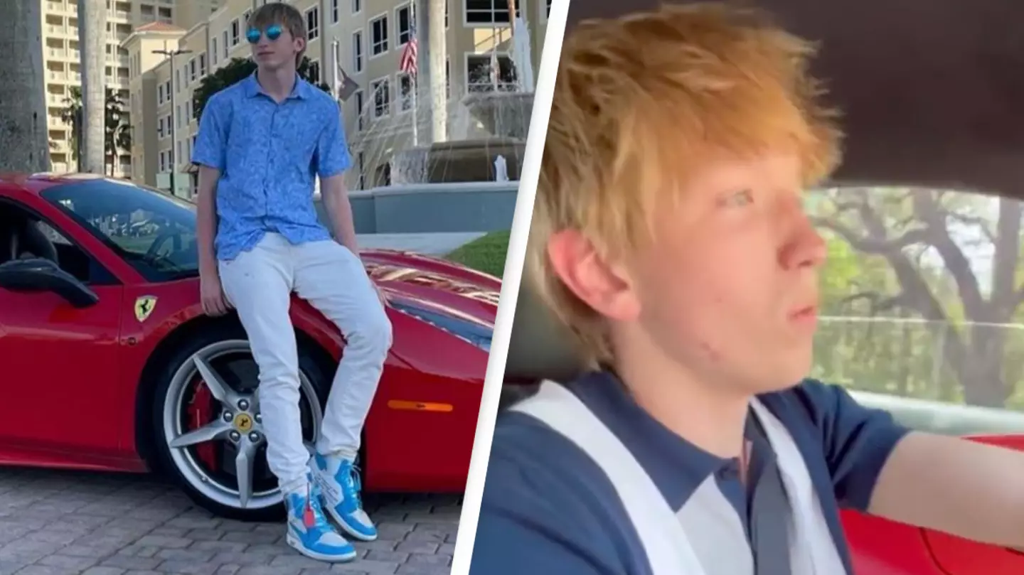 Teen millionaire responds after he's trolled for posing with rented Ferrari