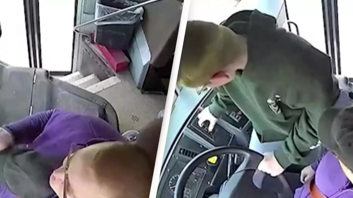 Dramatic moment 13-year-old stops bus with 66 kids on board after driver falls unconscious behind the wheel