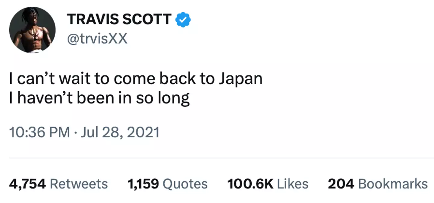 The rapper had previously raved about visiting Japan in 2021.