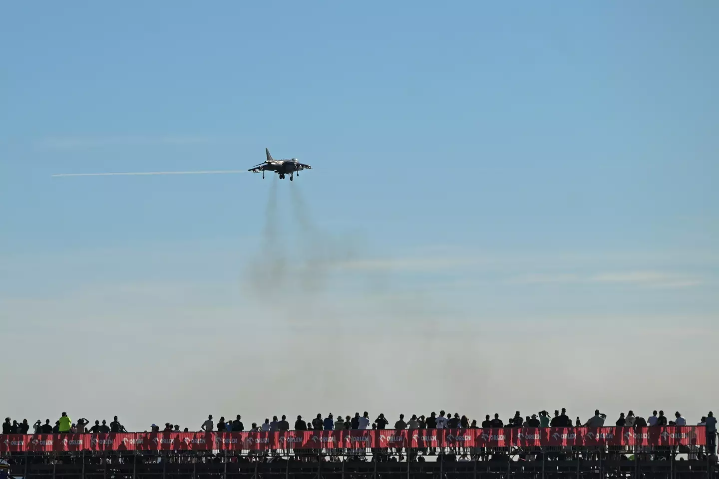 The Harrier strike aircraft can hover in the air over its target (NurPhoto/Getty Images)