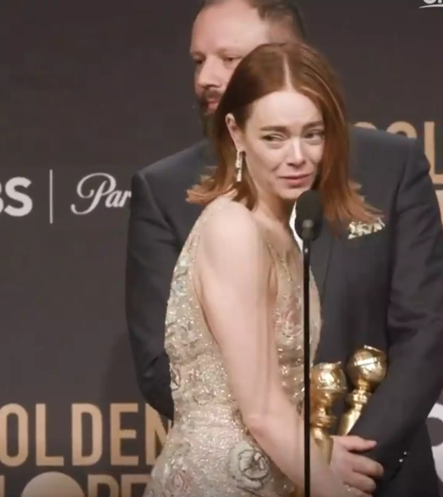 Stone jokingly insulted Taylor Swift when taking a question from a reporter and faced some backlash.