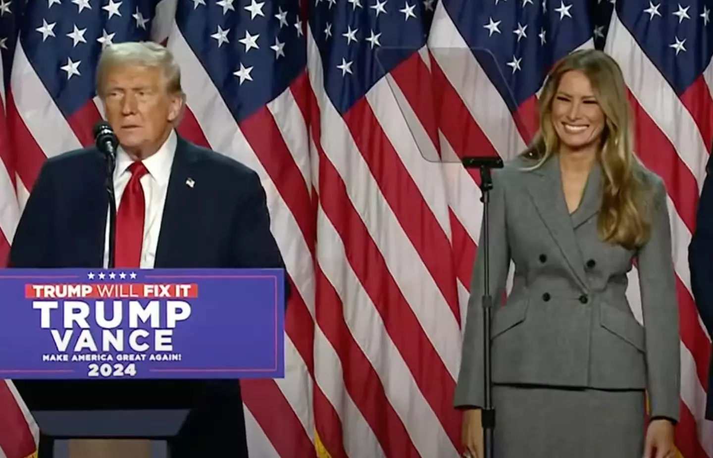 Trump was joined on stage by his family (Fox News)