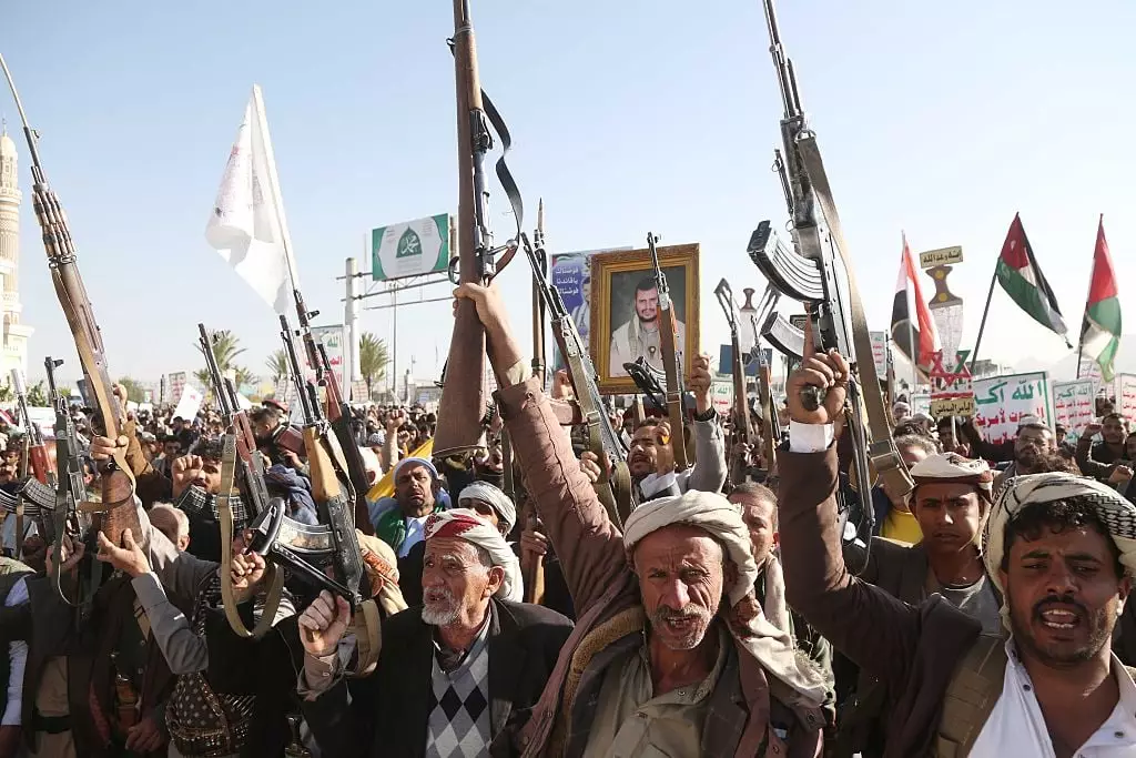 A recent Independence Day march in Yemen saw Houthi supporters chanting slogans against the US and Israel (Mohammed Hamoud/Anadolu via Getty Images)