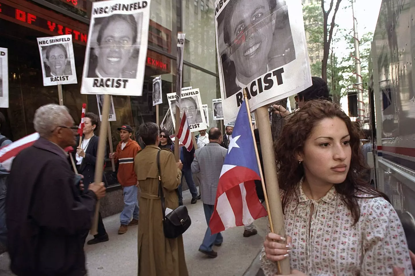 The Seinfeld episode led to protests outside NBC's headquarters (Andrew Savulich/NY Daily News Archive via Getty Images)