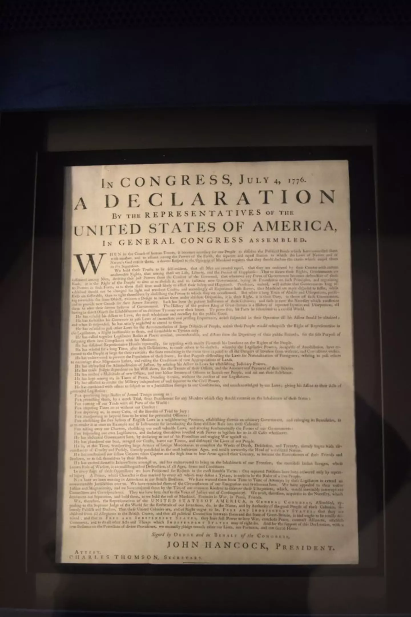 Another original 1776 copy of the US Declaration of Independence on display in Philadelphia (ERIC BARADAT/AFP via Getty Images)