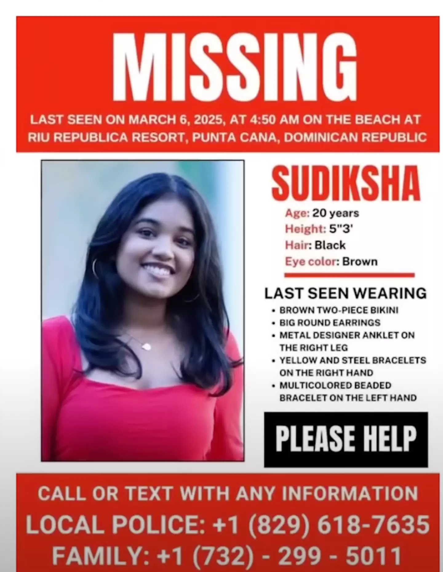 A huge search is underway for the student (Defensa Civil Dominicana)