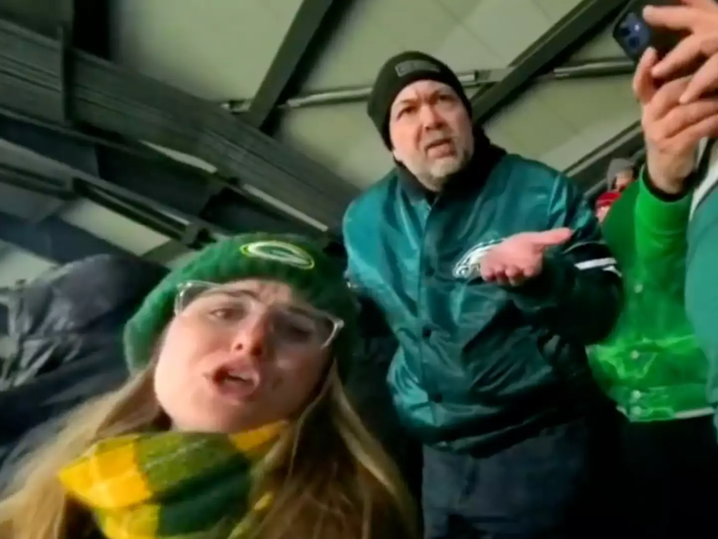 The Eagles have confirmed the man has been banned from games and he has now lost his job(Alexander Basara/Twitter)