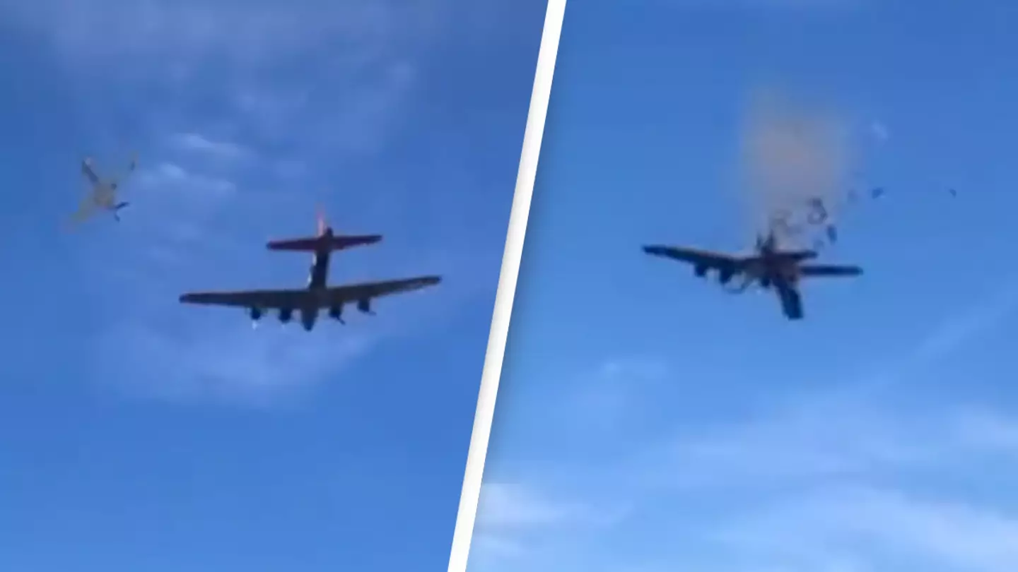 Horrifying moment two planes crash in midair during US air show