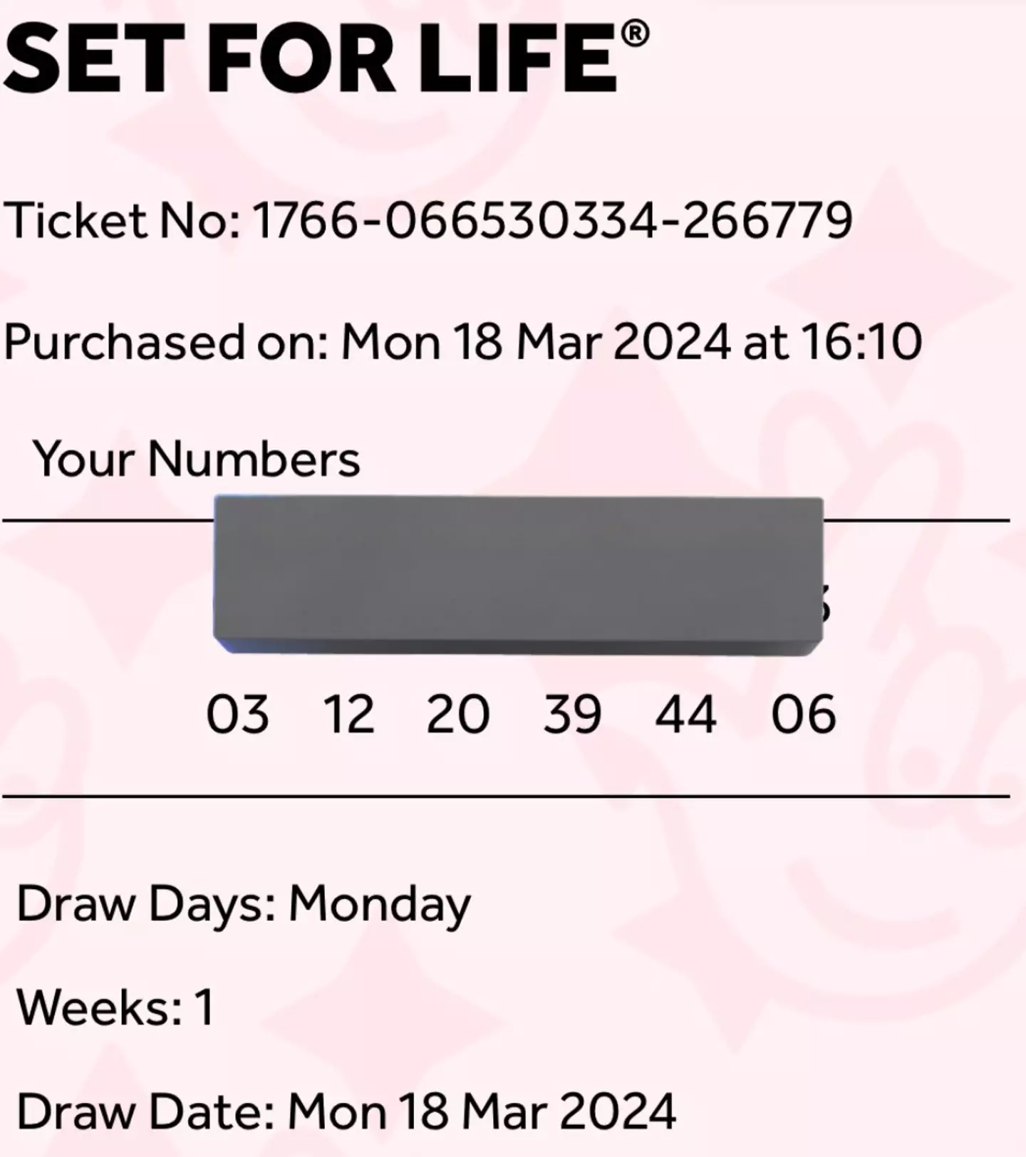 Nicole shared her ticket to show just how close she was to winning the top prize.