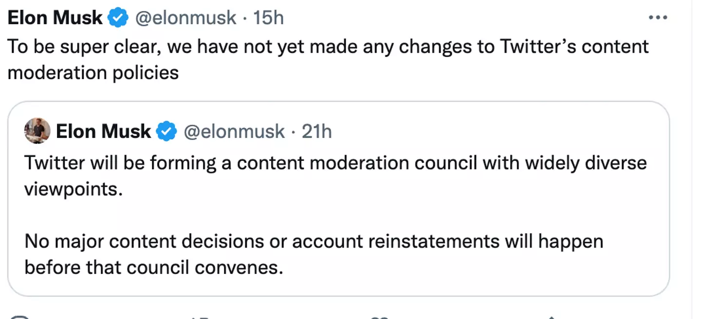 Musk announced the arrival of a 'content moderation council' following his takeover.
