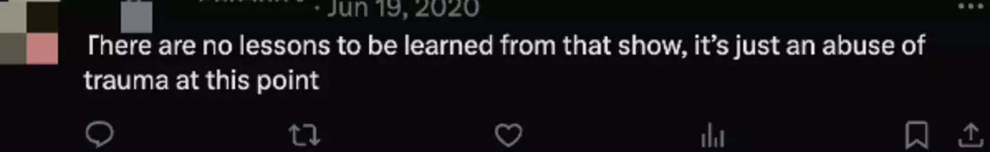 Many believe a show should have a lesson or message if it includes darker mental health depictions (X)
