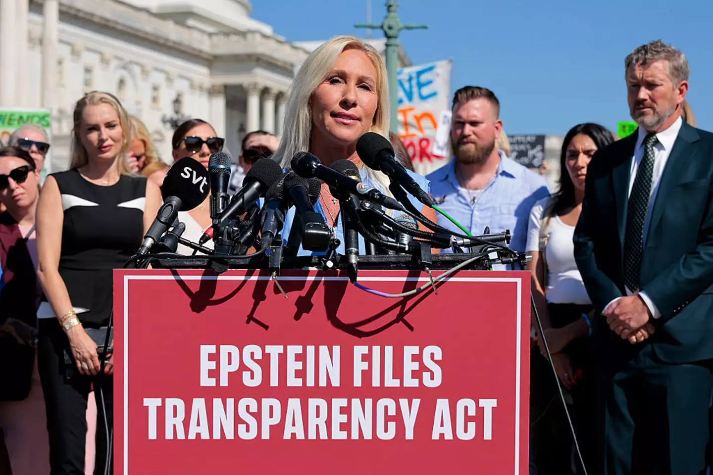 She has been calling to release the Epstein files (Chip Somodevilla/Getty Images)
