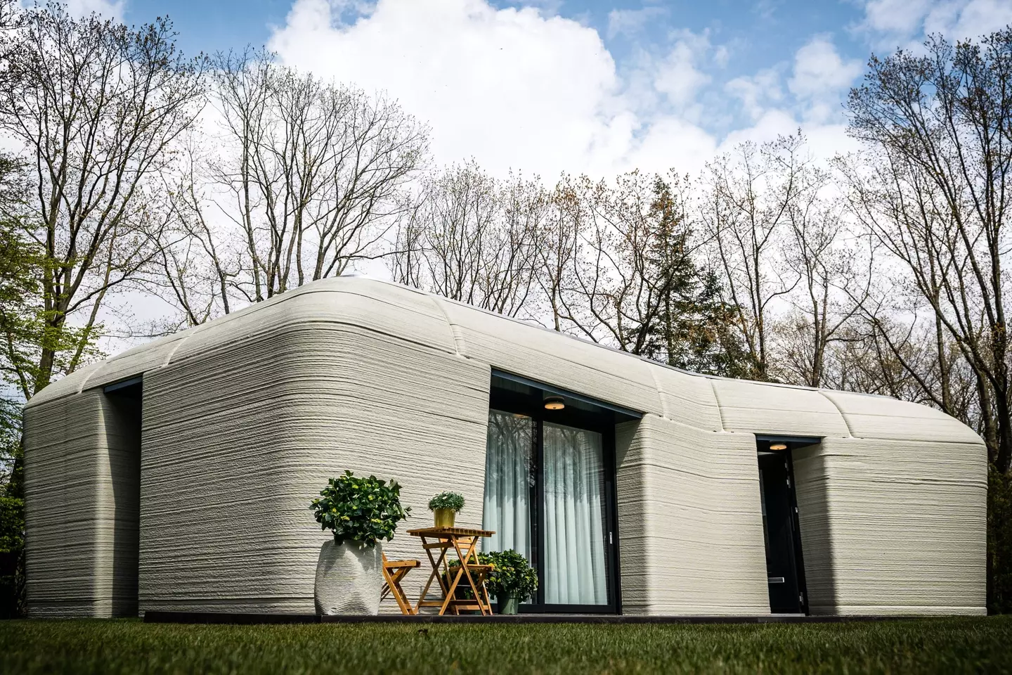The end result of a 3D printed house.