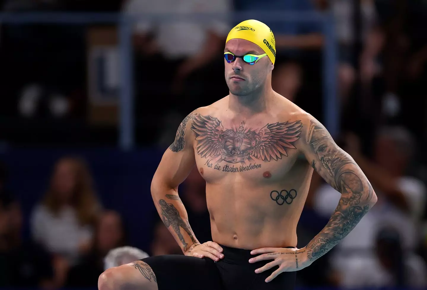 Kyle Chalmers was allowed to compete with his five ring tattoo. (Maddie Meyer/Getty Images)