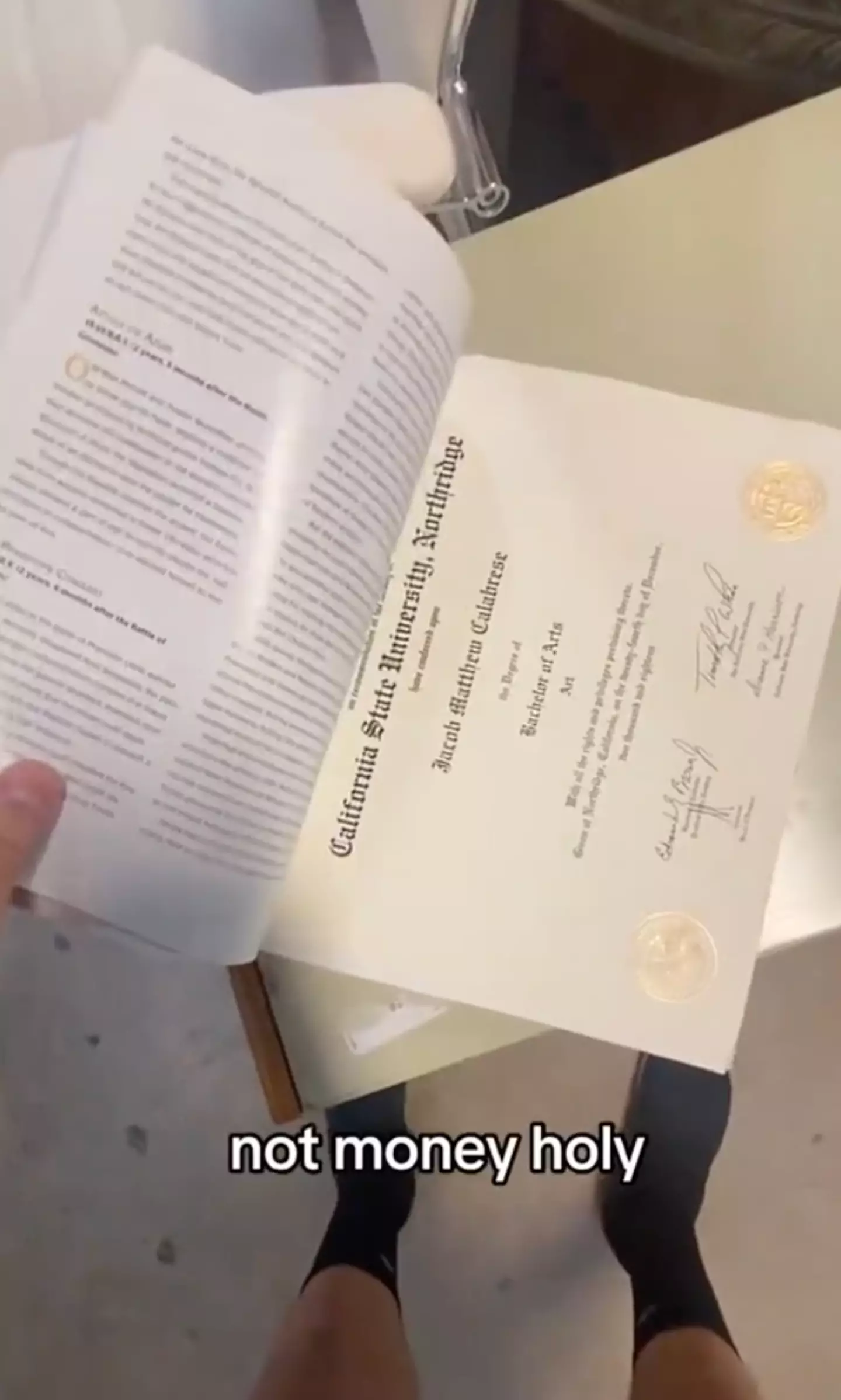 The diploma was sandwiched between the pages of a Star Wars book.
