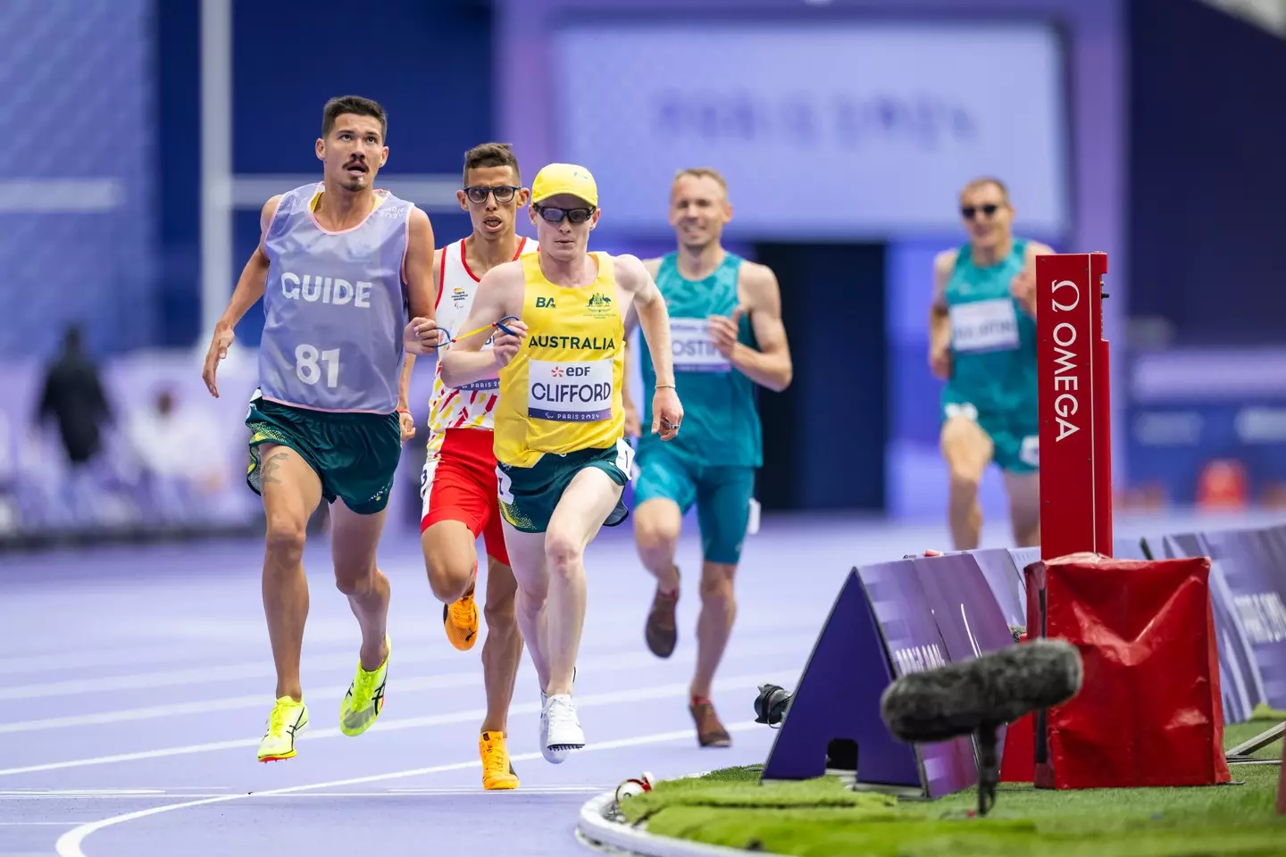 Jaryd Clifford was disqualified for not being properly tethered to guide Matt Clarke while crossing the finish line (Tom Weller/VOIGT/GettyImages)