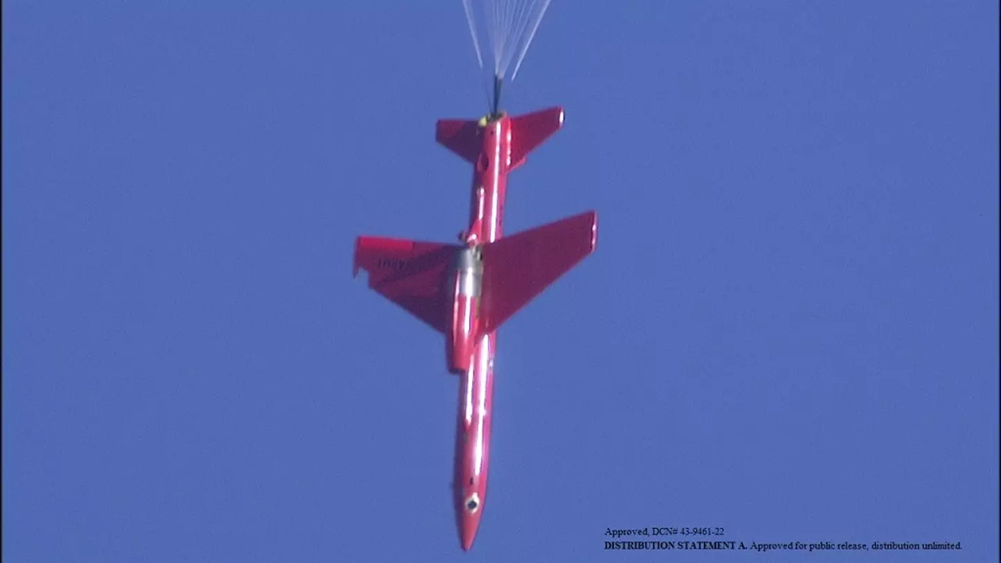 The drone's parachute was deployed after it was hit by the laser.