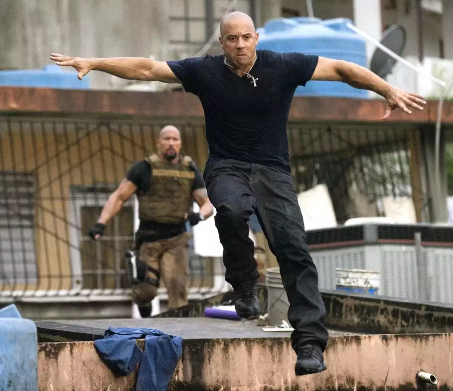 Dwayne Johnson and Mr Diesel in action.