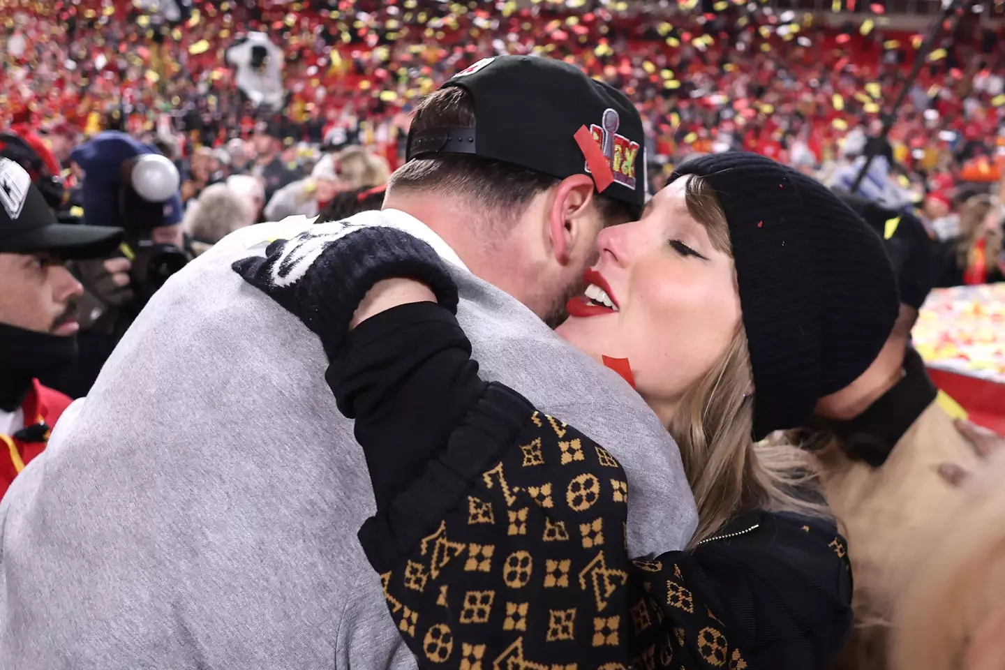 The couple celebrated the big win (Jamie Squire/Getty Images)
