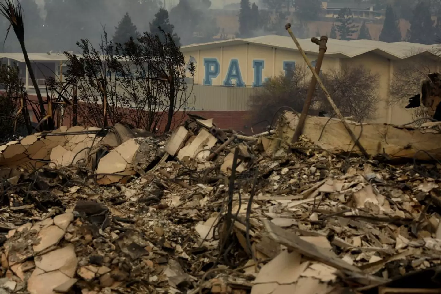 The school has been damaged (Genaro Molina/Los Angeles Times via Getty Images)