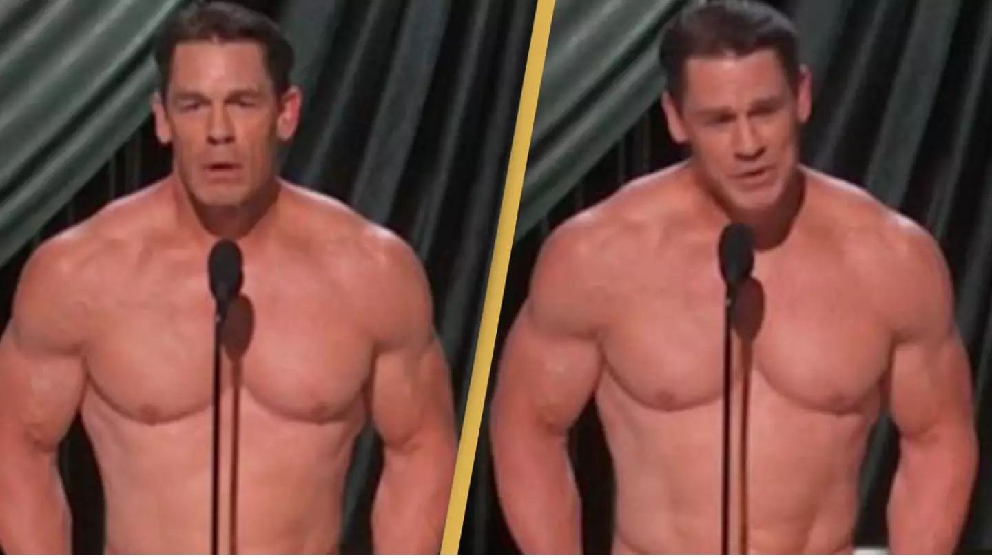 People stunned as John Cena turns up naked on Oscars stage