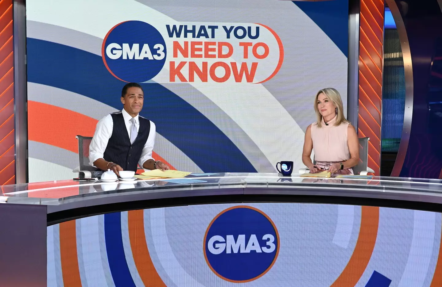 T.J. Holmes and Amy Robach hosted GMA3.