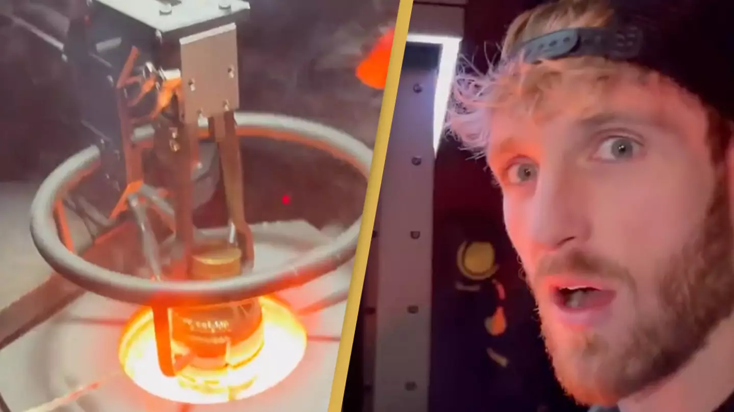 Logan Paul watches as he destroys $500,000 gold Prime bottle after fan fails to win it