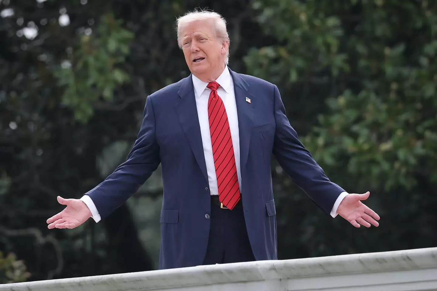 Trump provided a bizarre response while on the roof (Win McNamee/Getty Images)