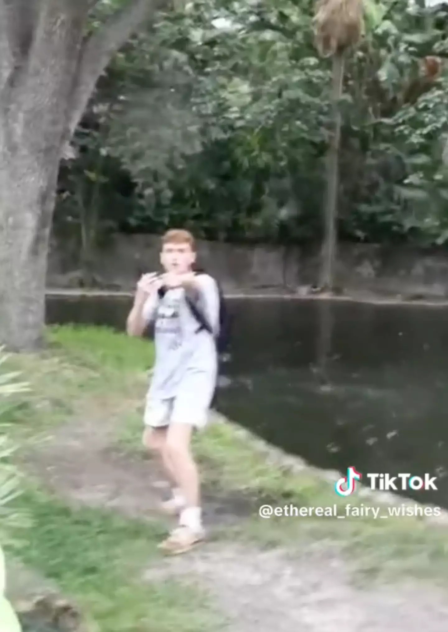 Loads of people gathered, with some asking him to get out of the enclosure.