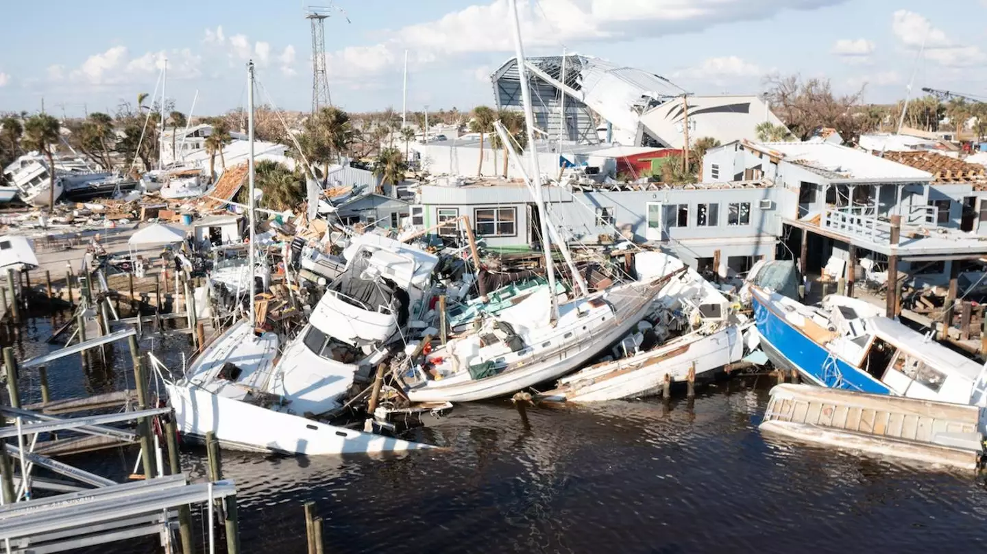 Drone image shows the devastation left in Fort Meyers after Hurricane Ian swept over the area.