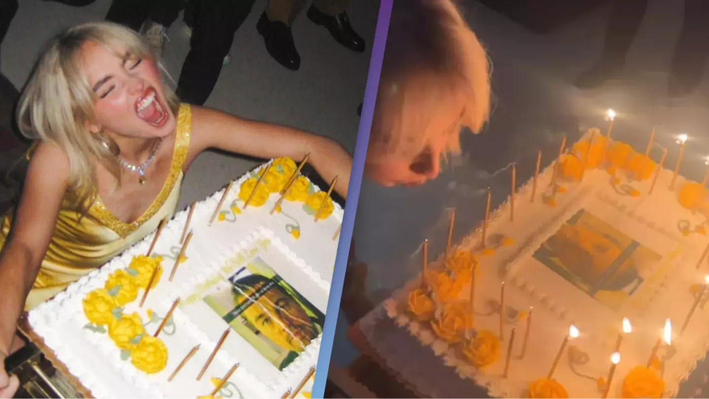 Sabrina Carpenter leaves people in hysterics after noticing Leonardo DiCaprio meme on her birthday cake