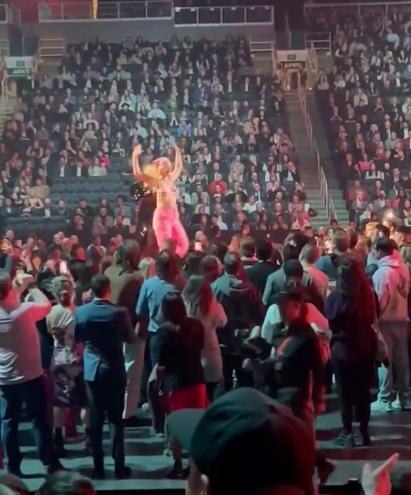 The topless woman stormed the stage during the Juno Awards.