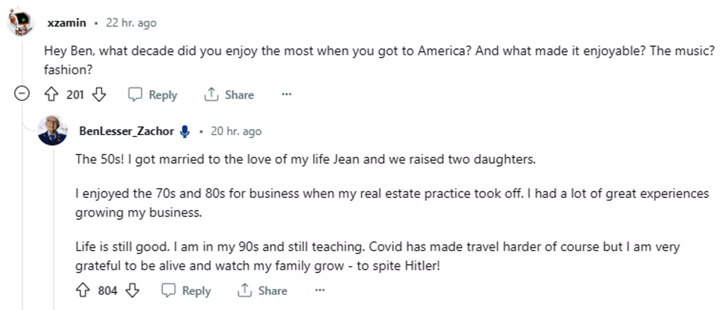 Ben Lesser answered Reddit's questions about the Holocaust.