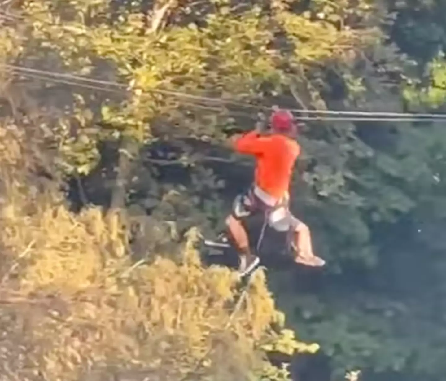 Cesar and another man were on the zipline in Mexico.