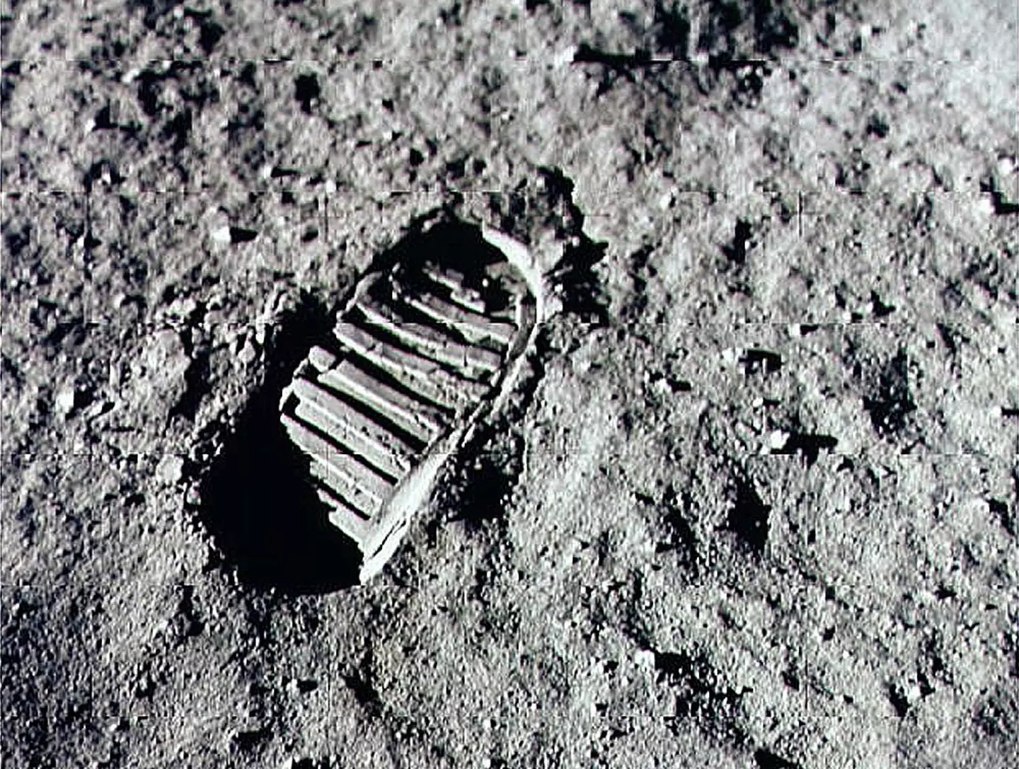 A photo was left on the moon as well as footprints (