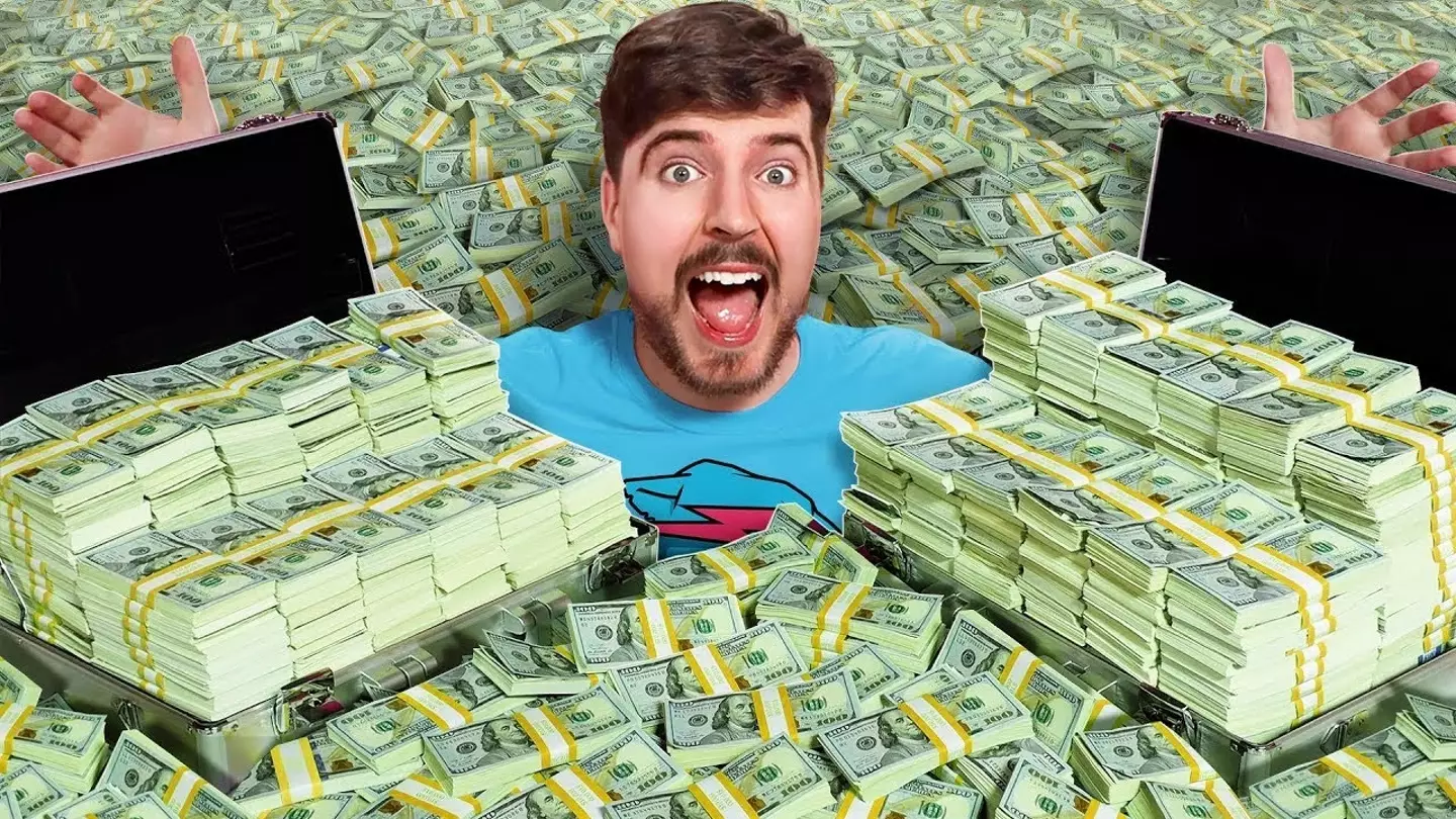 MrBeast quite literally rolling in it.