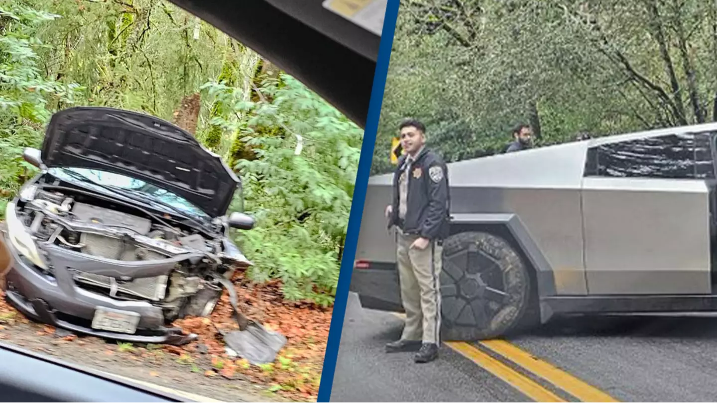 First ever Tesla Cybertruck involved in head-on collision and the damage has left people shocked