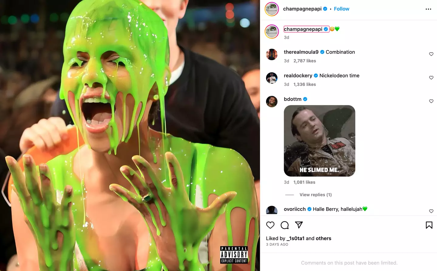 Drake and SZA shared the alternative cover to 'Slime You Out' via Instagram.