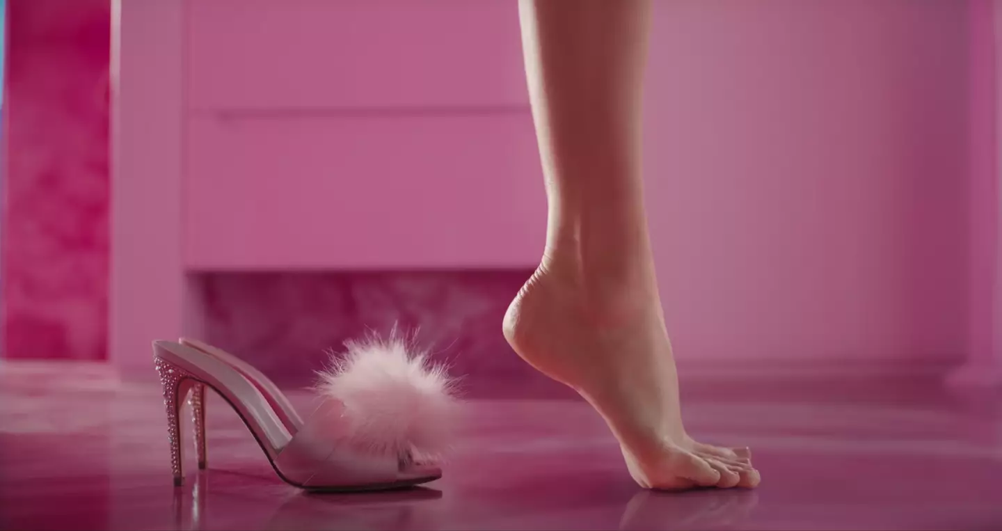 Margot Robbie's feet in the Barbie trailer.