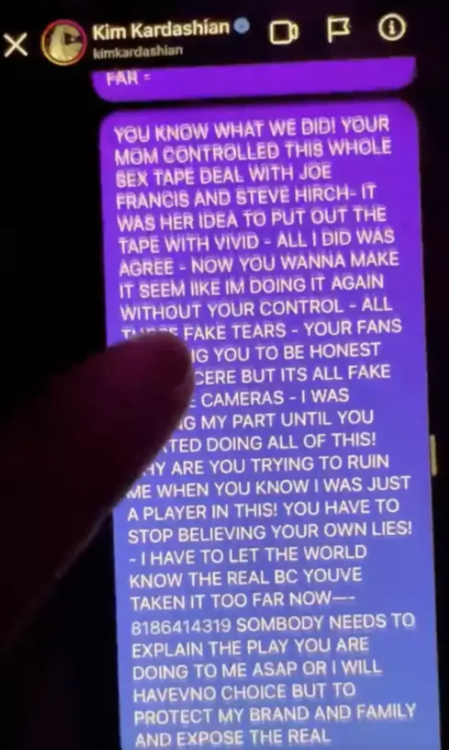 Ray J shared messages he had sent to Kardashian to back his claims.