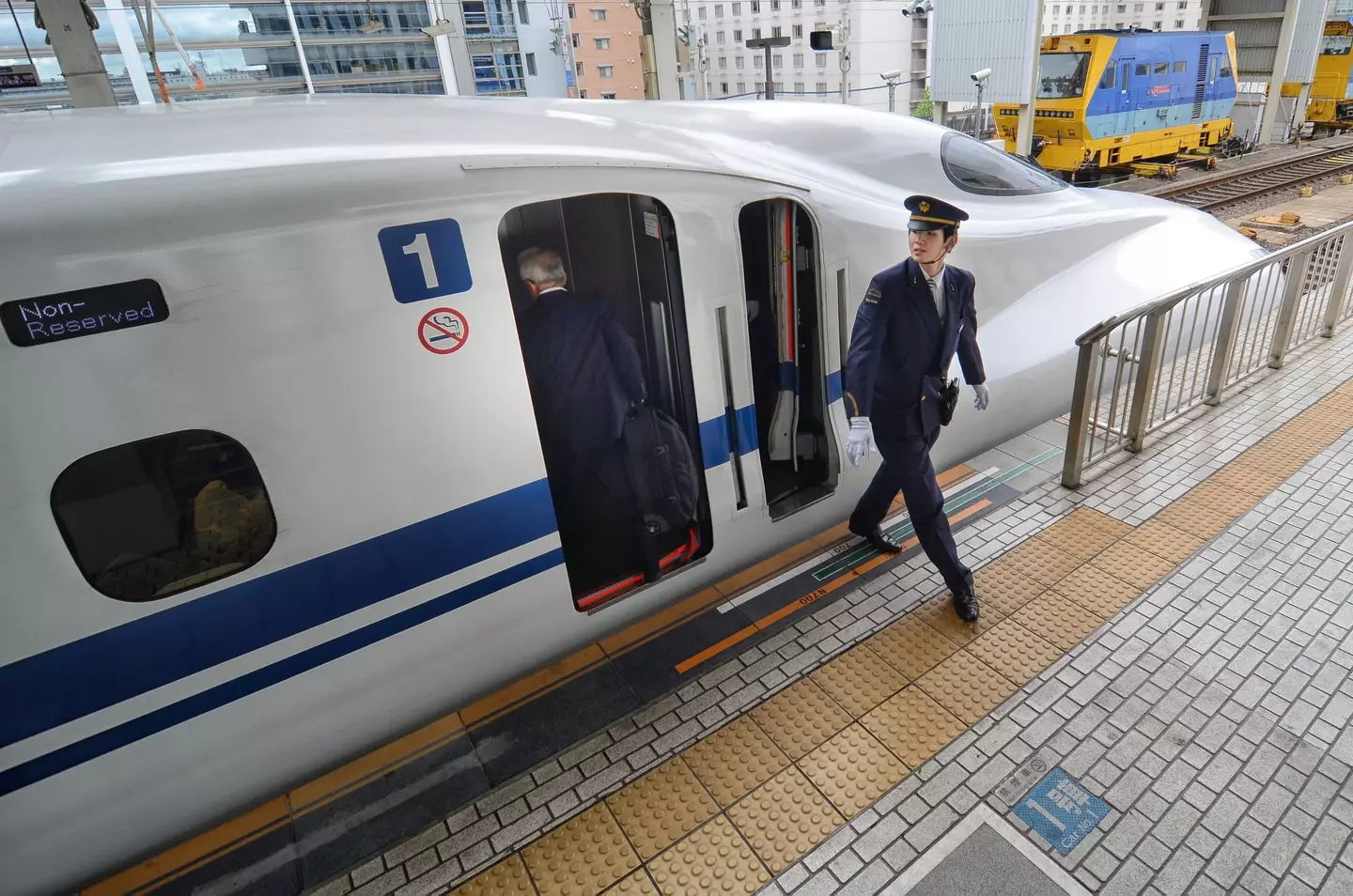 A Japanese bullet train.