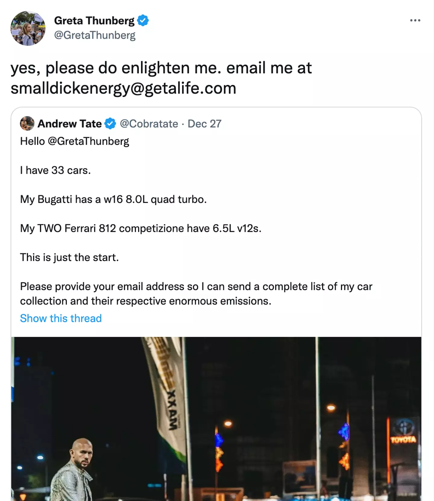 Greta Thunberg didn't hold back when sticking up for herself against Andrew Tate.