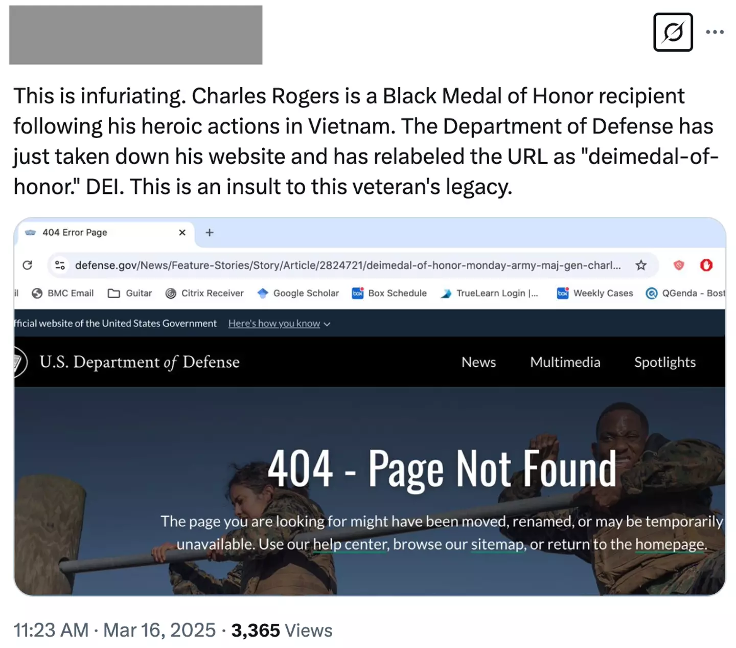 Internet users criticized the DoD for its actions (X/@SpencerWilsonMD)