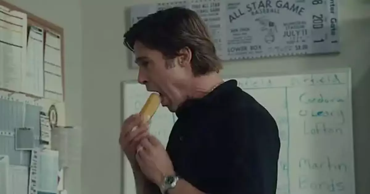 Pitt eating a Twinkie in 'Moneyball' (Sony Pictures)